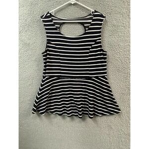 Torrid Shirt Womens 2X Black White Stripe Open Back Sleeveless Blouse Top
